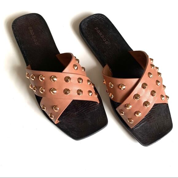 Bamboo Brown Studded Sandal - Picture 1 of 7